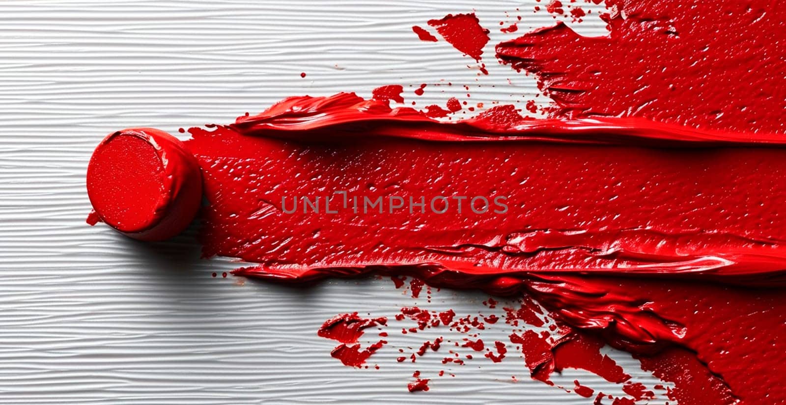 Red thick oil paint on a white isolated background, sampler template AI generated image