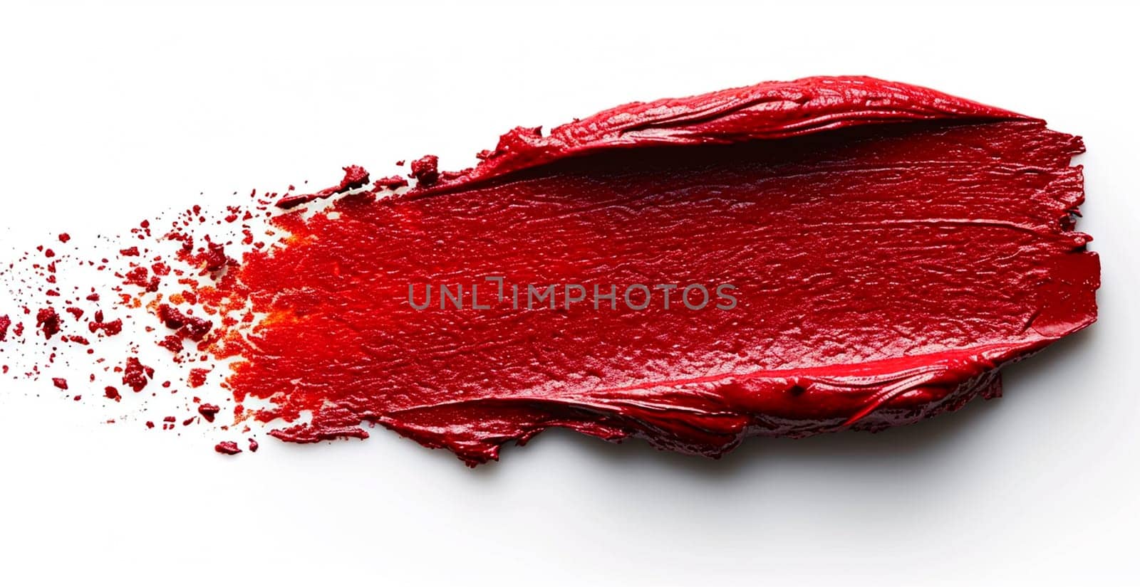 Red thick oil paint on a white isolated background, sampler template AI generated image
