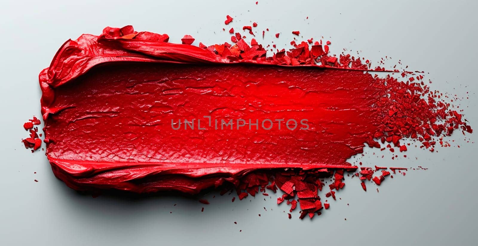 Red thick oil paint on a white isolated background, sampler template AI generated image
