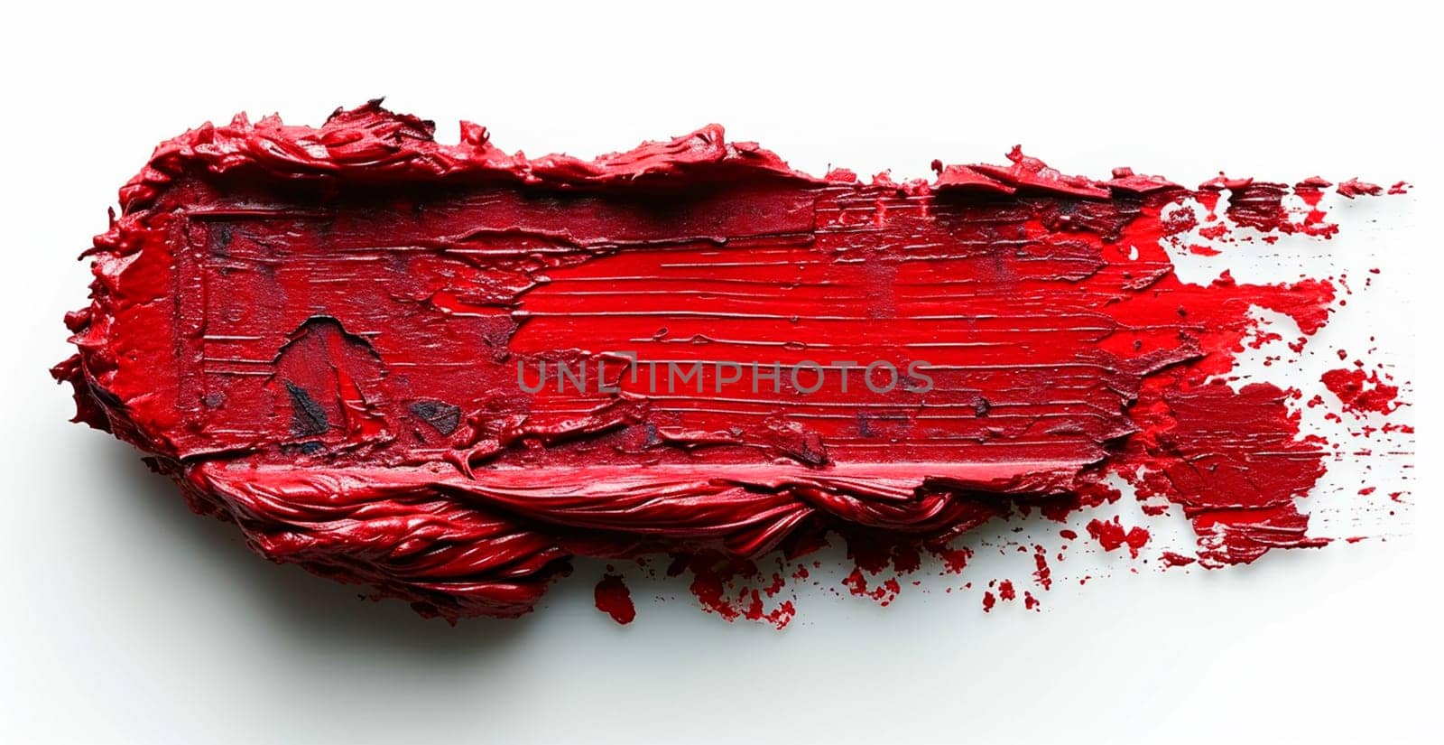Red thick oil paint on a white isolated background, sampler template AI generated image