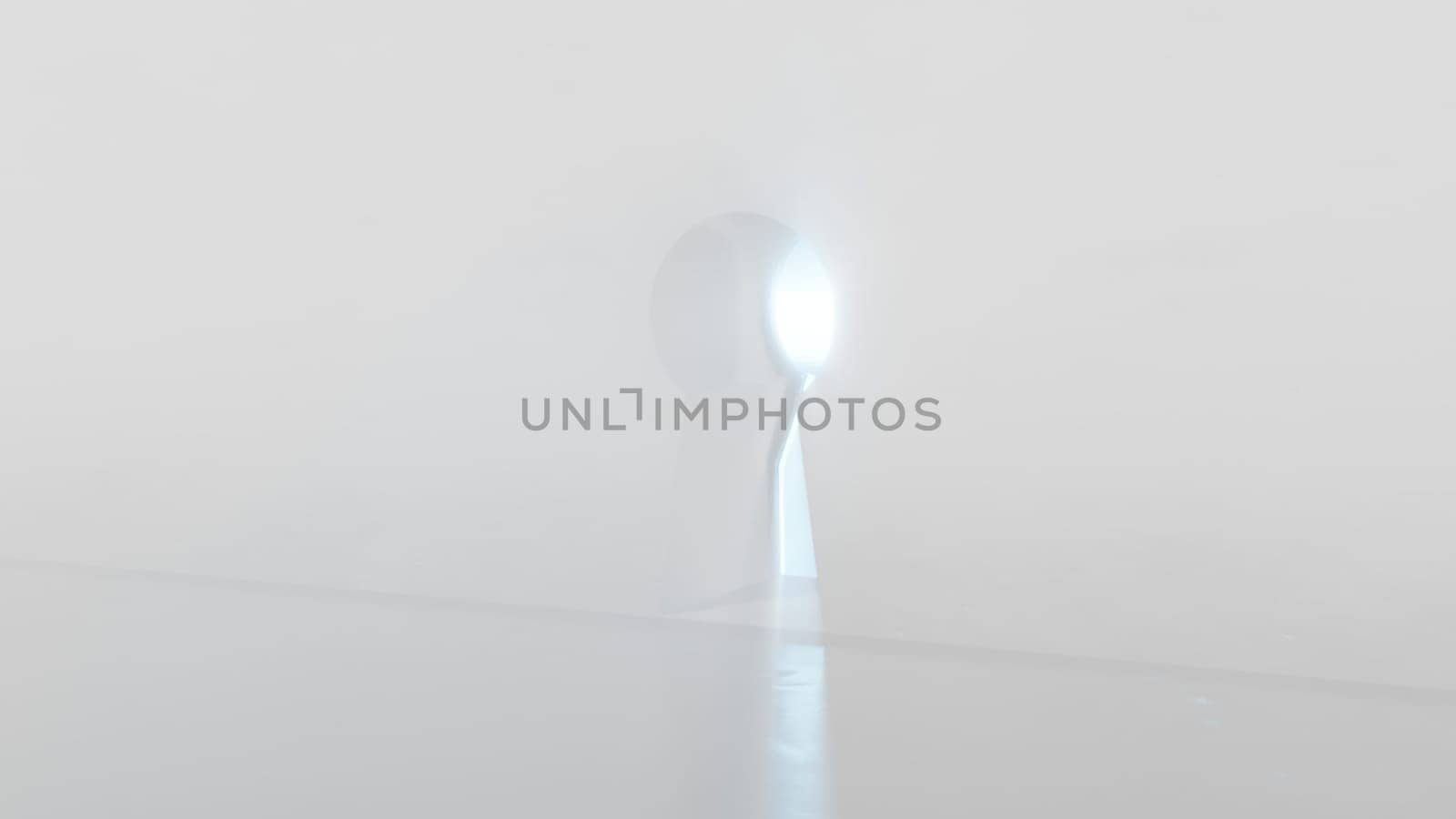 Keyhole in the wall with light. Computer generated 3d render