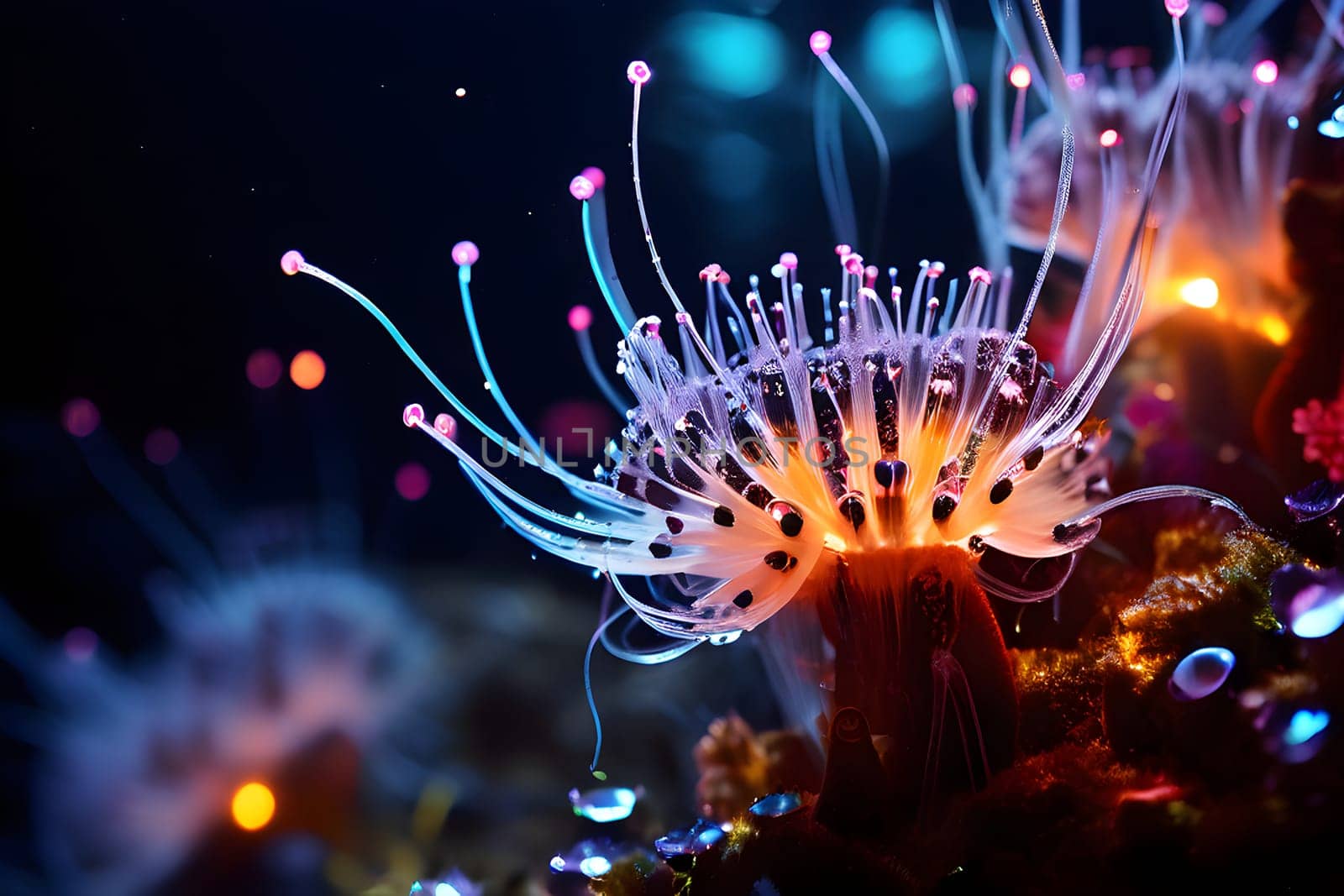 bio luminescent species in the dark ocean depths intricate patterns aglow