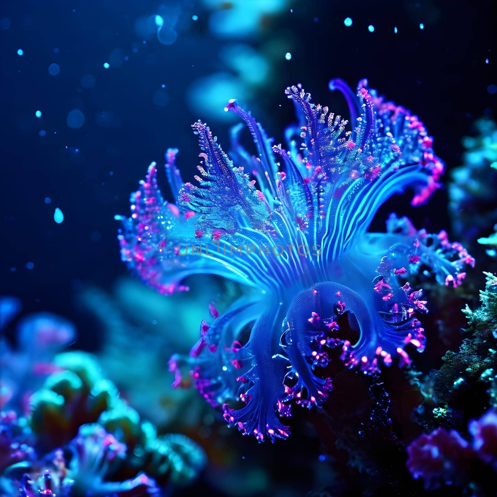 bio luminescent species in the dark ocean depths intricate patterns aglow