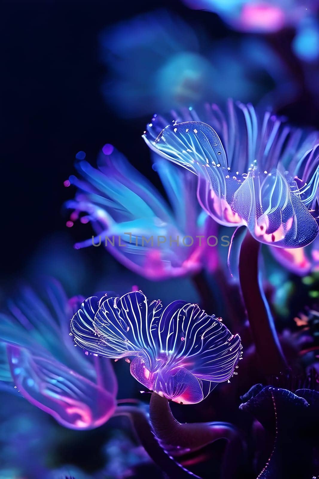bio luminescent species in the dark ocean depths intricate patterns aglow