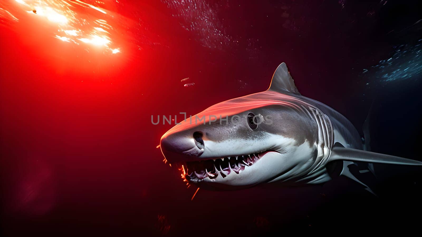 goblin shark mid hunt in deep ocean sea