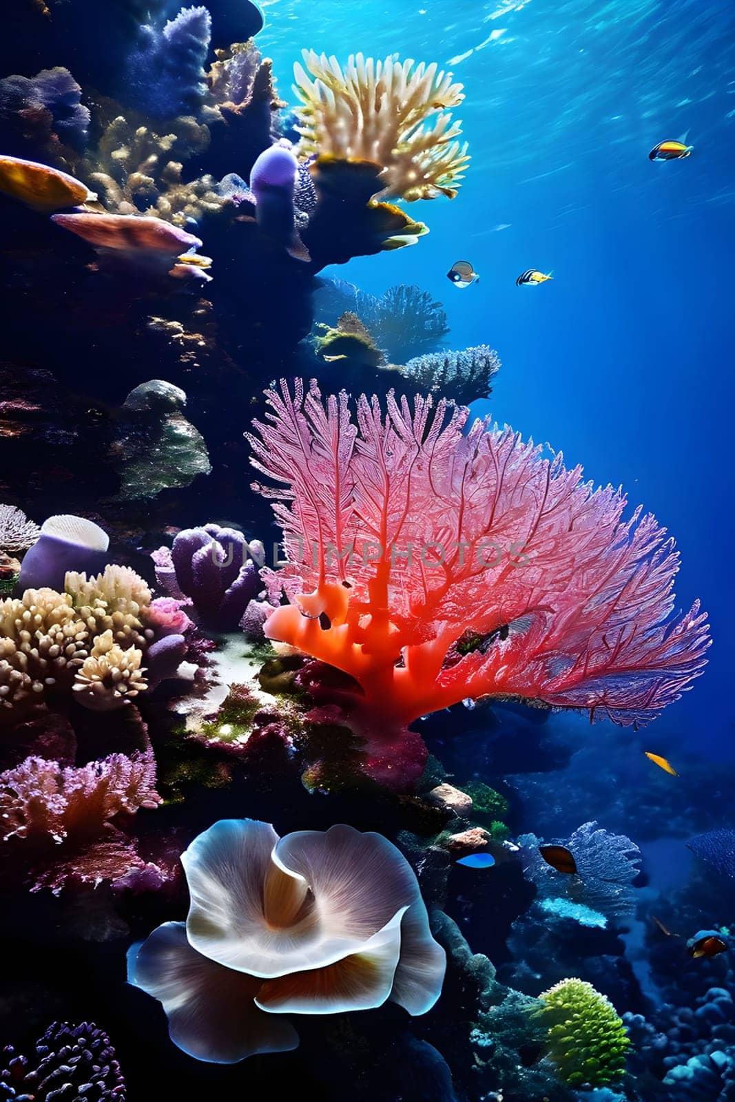 deep sea coral colony in vibrant hues nestled in the oceans abyss untroubled by marine inhabitants