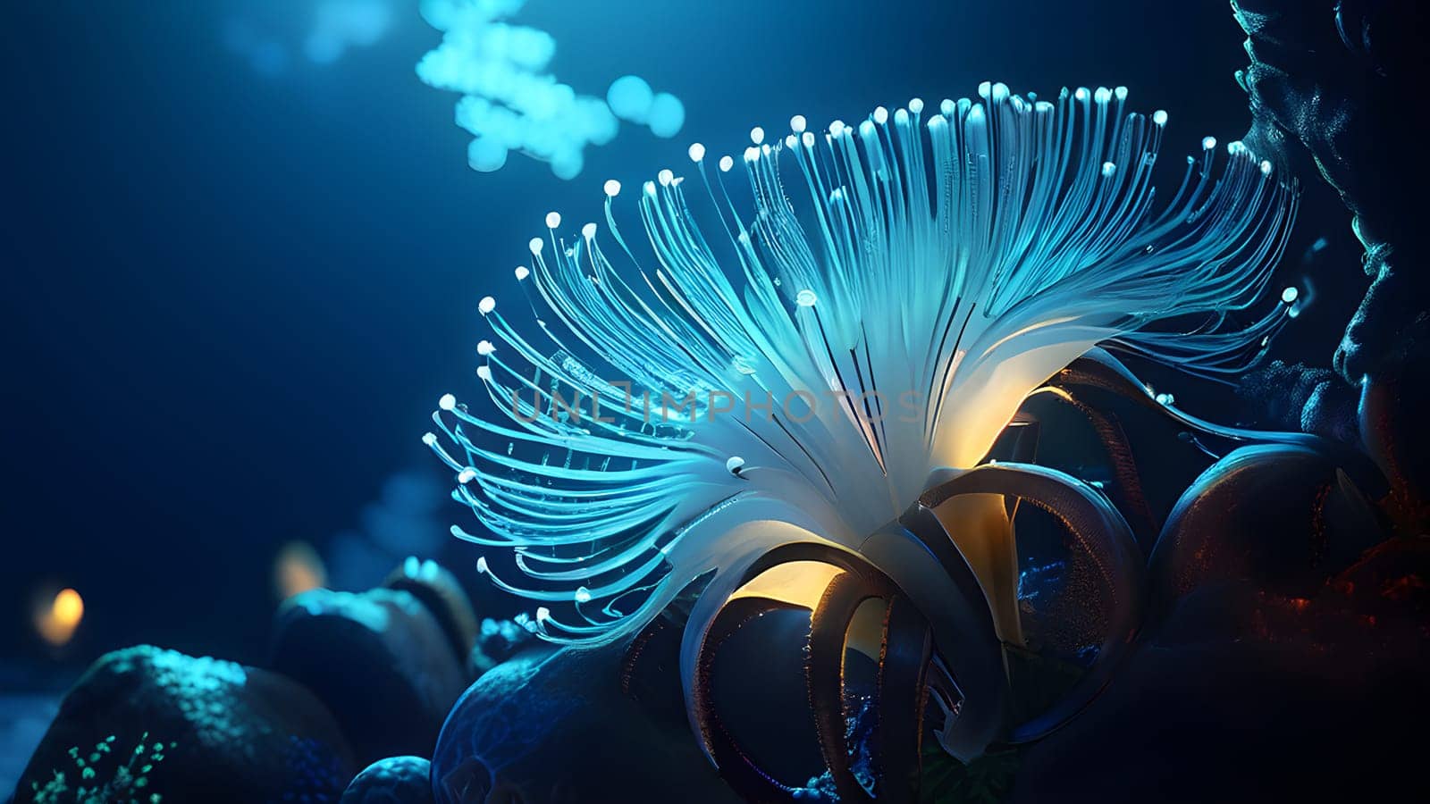 bio luminescent species in the dark ocean depths intricate patterns aglow