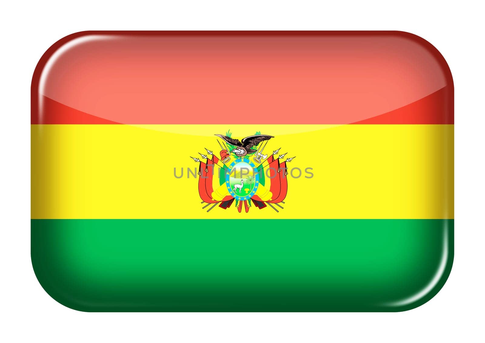 A Bolivia web icon rectangle button with clipping path 3d illustration