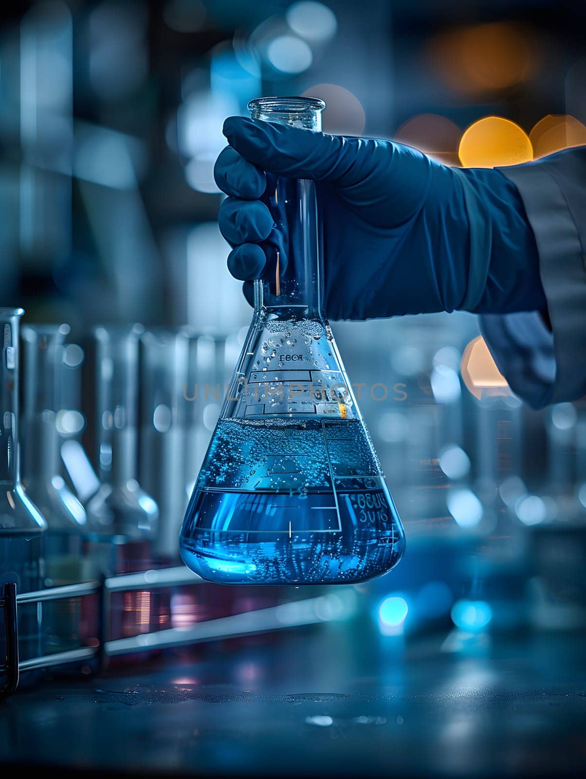 Scientist must always wear protective equipment such as gloves or gown in the laboratory with a light background. Ideal for concepts related to medical research or safety in chemical laboratory work.