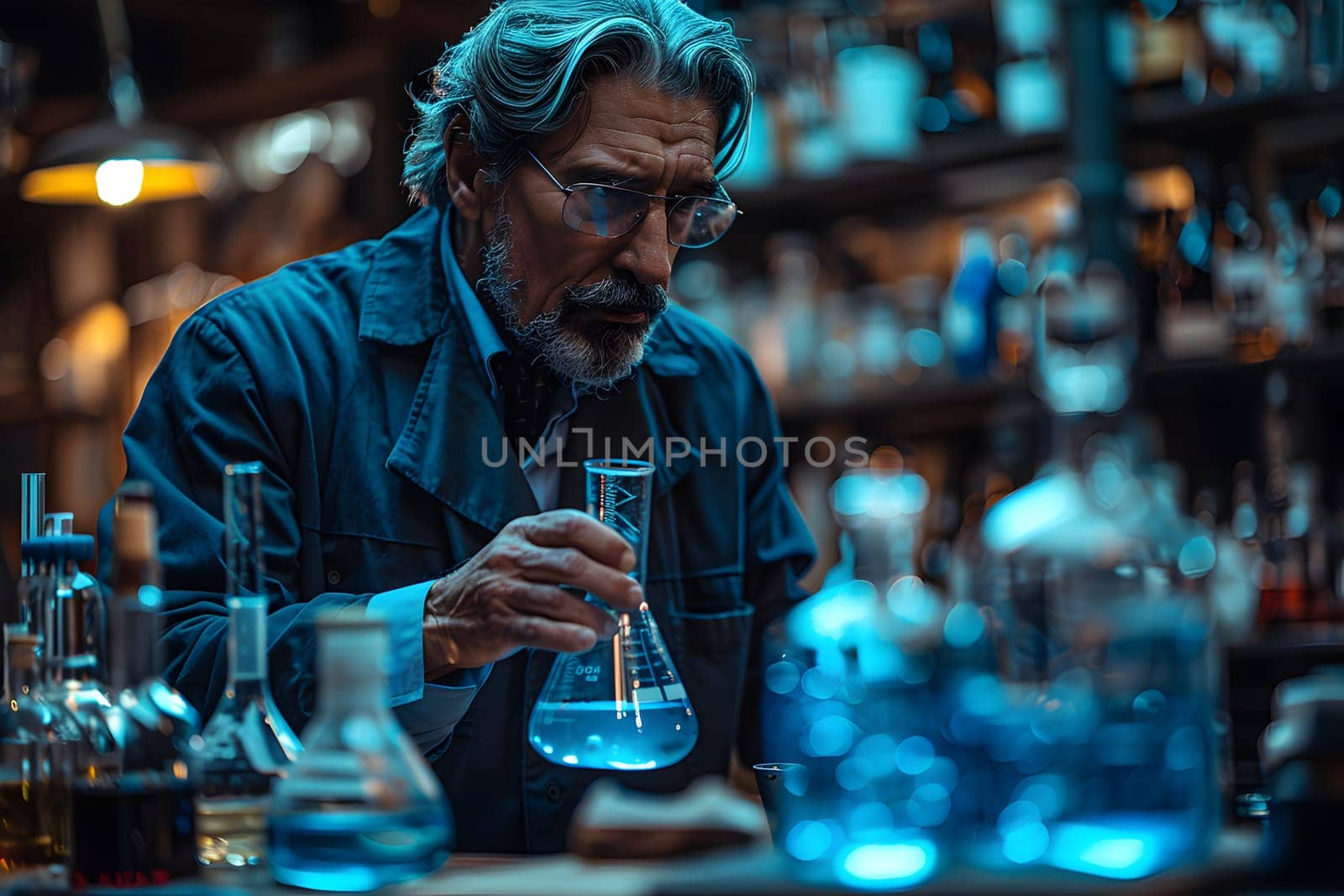 Scientist must always wear protective equipment such as gloves or gown in the laboratory with a light background. Ideal for concepts related to medical research or safety in chemical laboratory work.