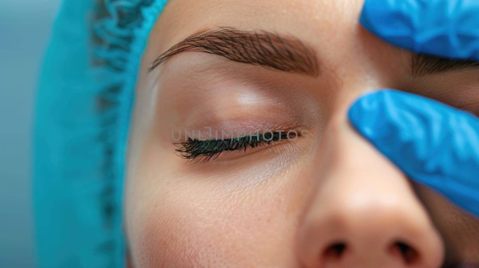 Elegant periocular cosmetic surgery in close up. Created using AI generated technology and image editing software.