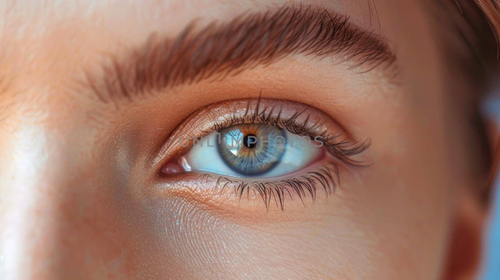 Close up portrait of a clean and bright eye. Created using AI generated technology and image editing software.