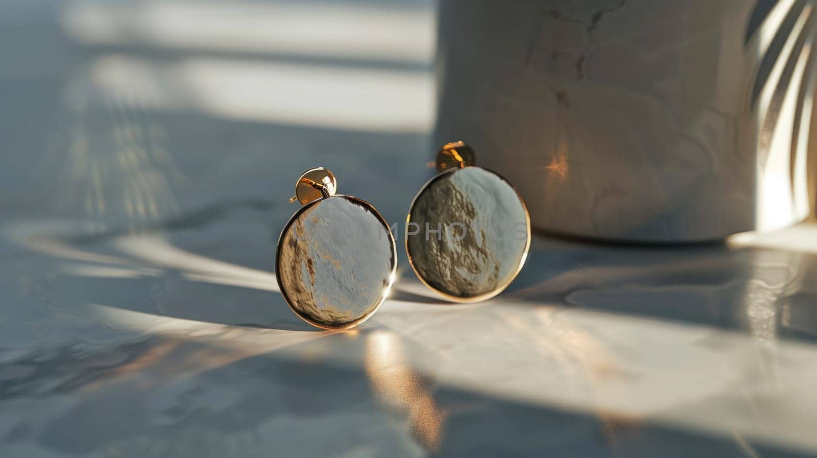 Handcrafted earrings with a lustrous sheen. Created using AI generated technology and image editing software.