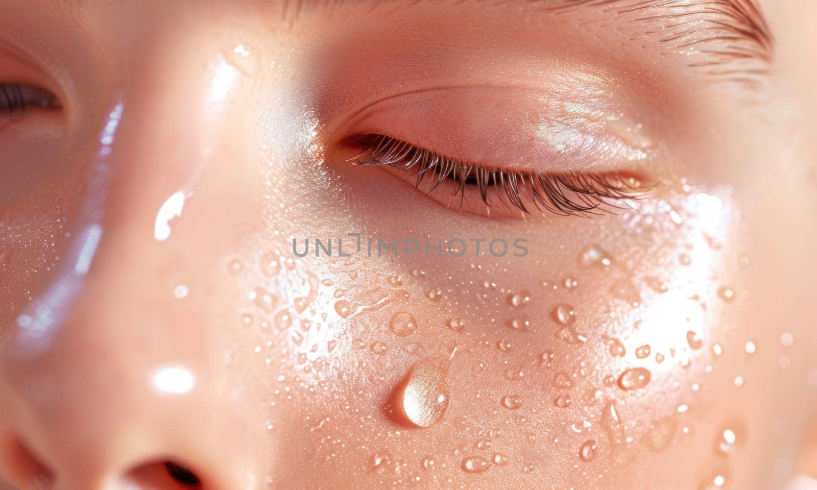 Close up of a skin with clarity. Created using AI generated technology and image editing software.