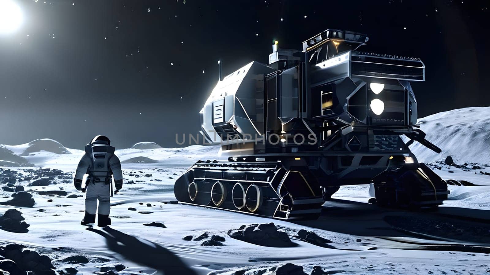 asteroid mining operation visualization of spacecraft robots extracting resources