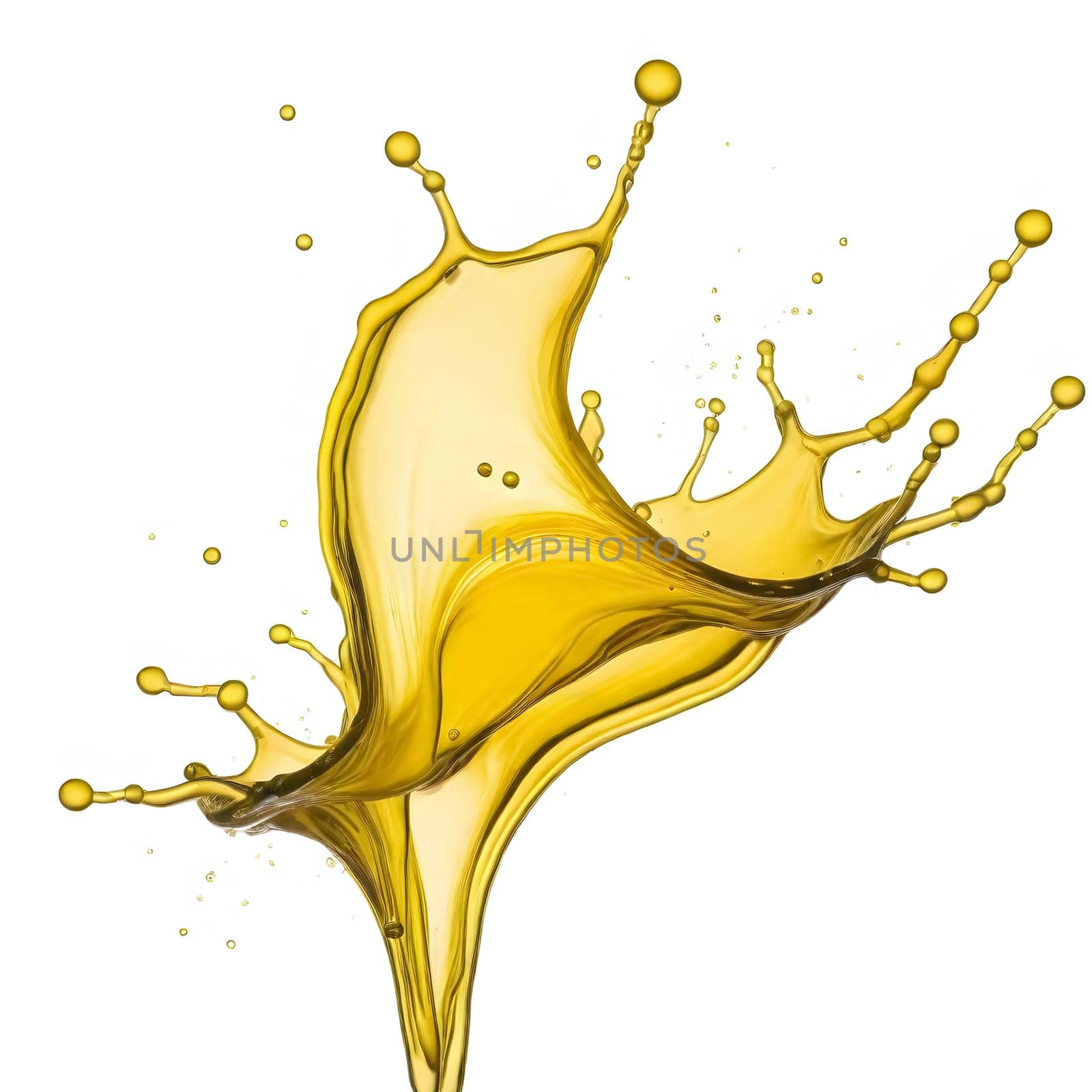 AI generated of clear yellow splash isolated on white background