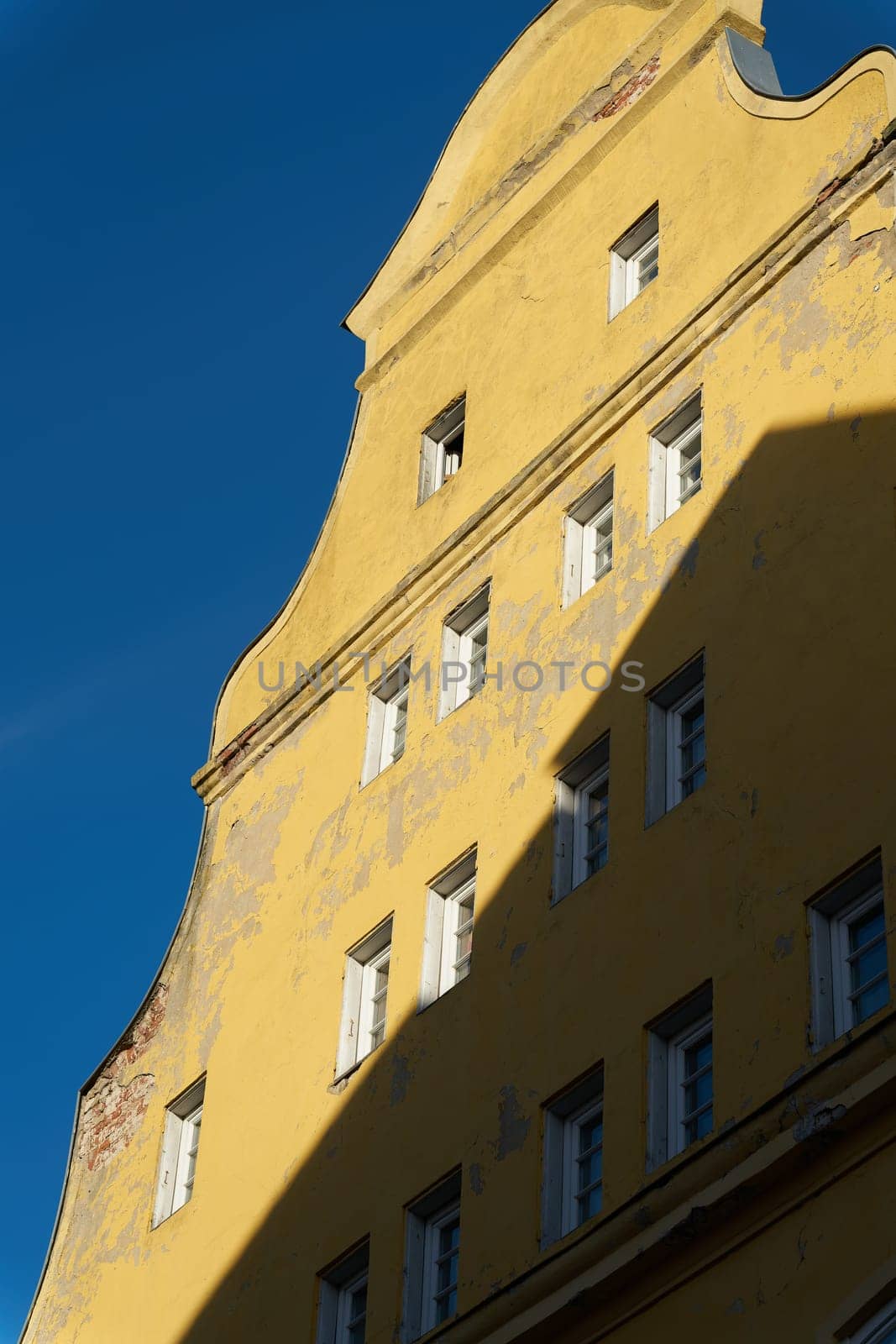 Facade of a historic residential building in the old town of the Hanseatic city of Stralsund in Germany, a UNESCO World Heritage Site