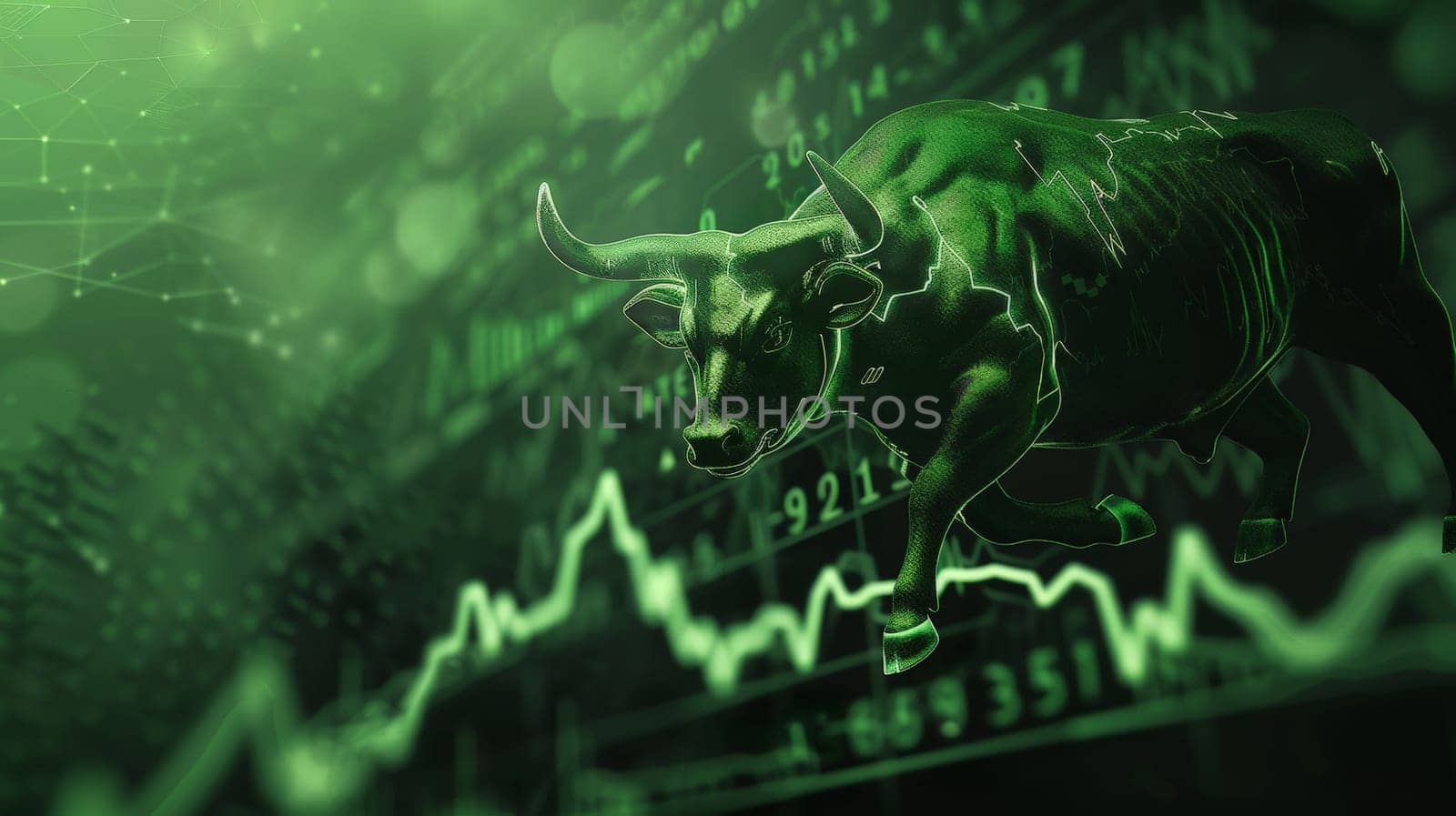 Experience the thrill of a bullish market as the trading graph ascends, signaling an upward trend against a vibrant green backdrop. Dive into the world of trading success and financial prosperity.