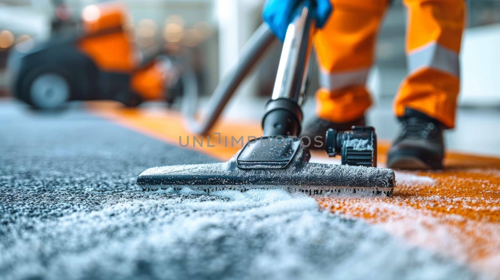 Witness the meticulous work of a janitor as they employ a powerful vacuum cleaner to breathe new life into carpets, ensuring a pristine and hygienic environment.