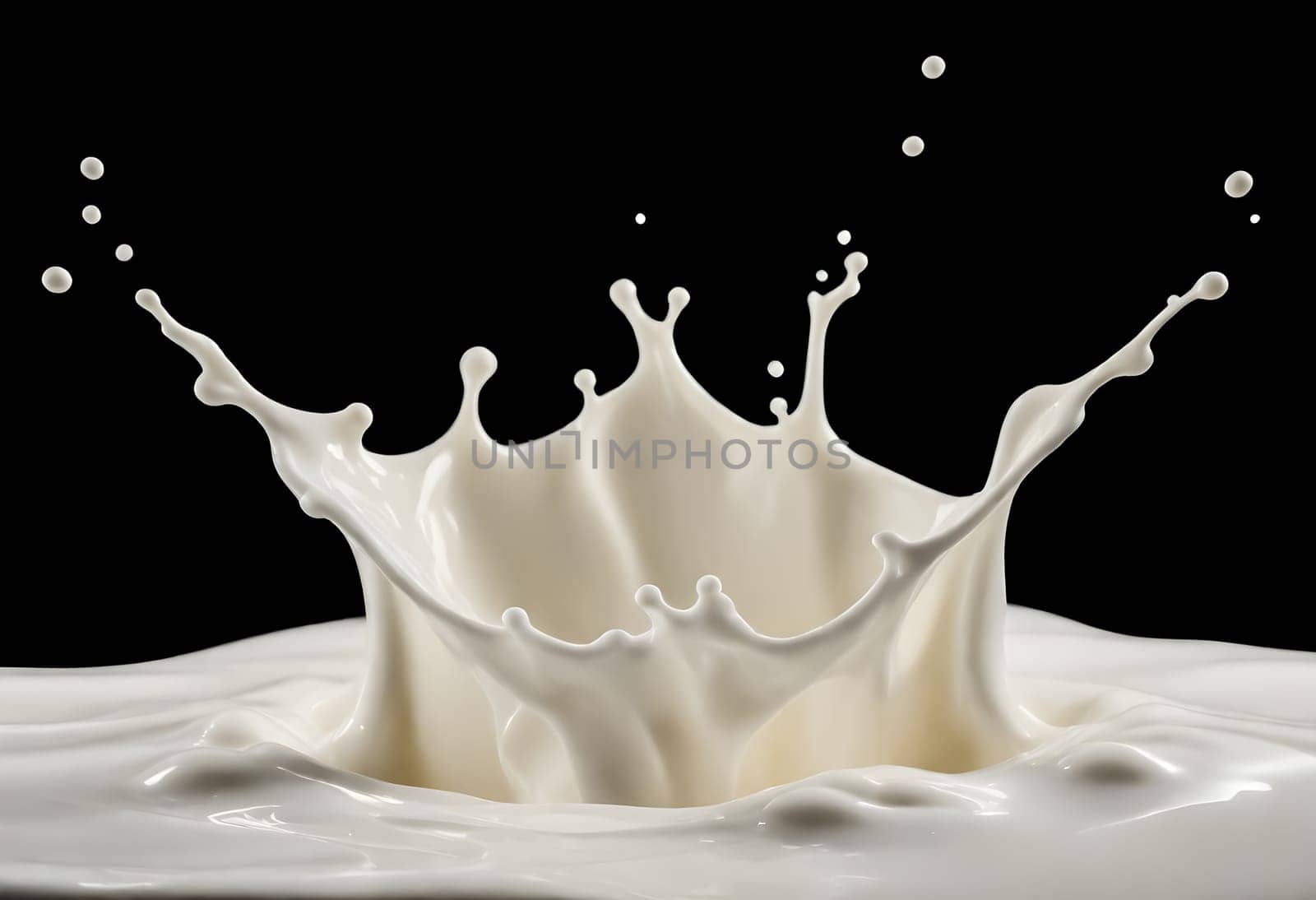AI generated of a splash of white milk isolated