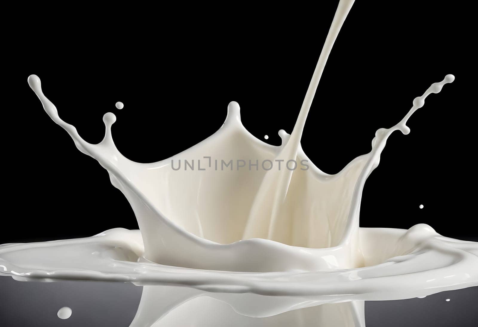 AI generated of a splash of white milk isolated