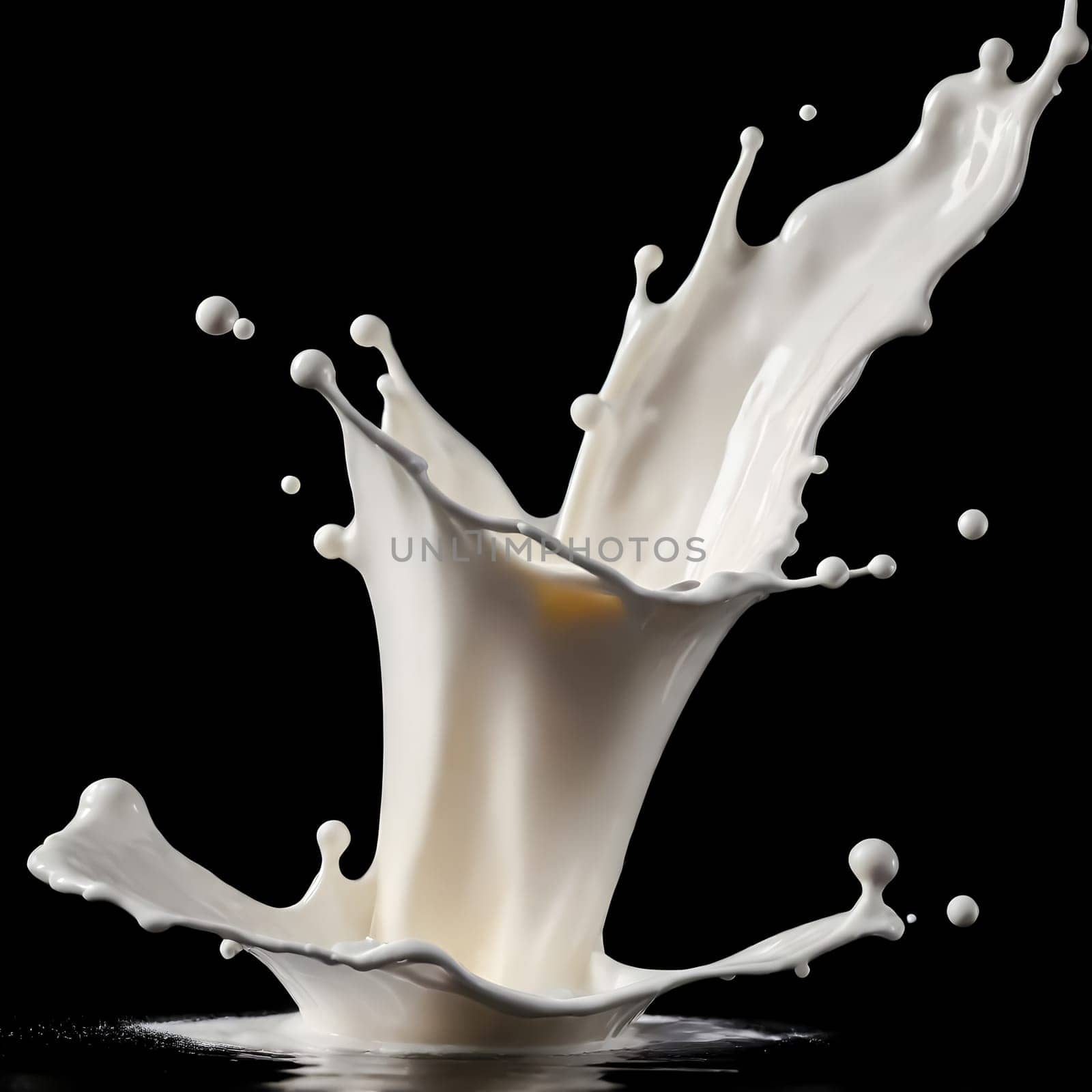 AI generated of a splash of white milk isolated