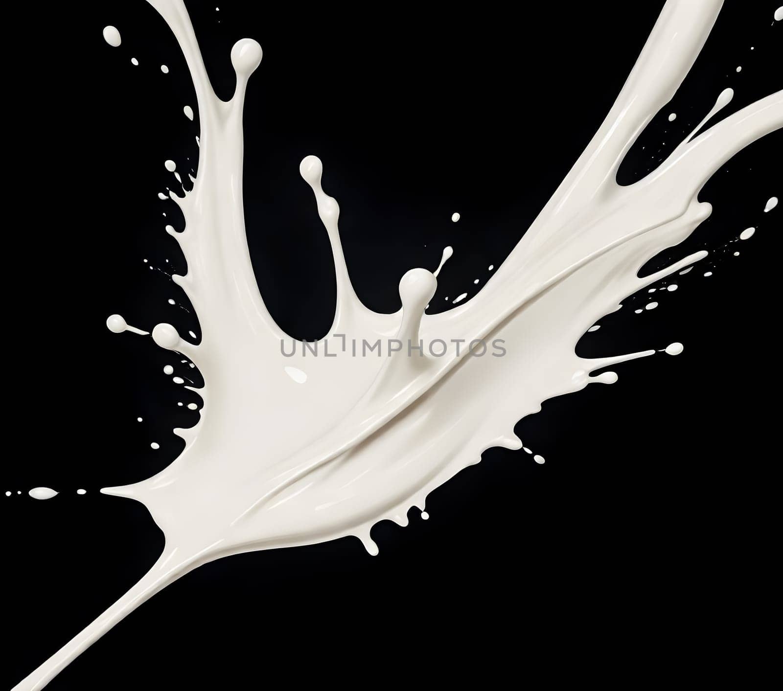 AI generated of a splash of white milk isolated
