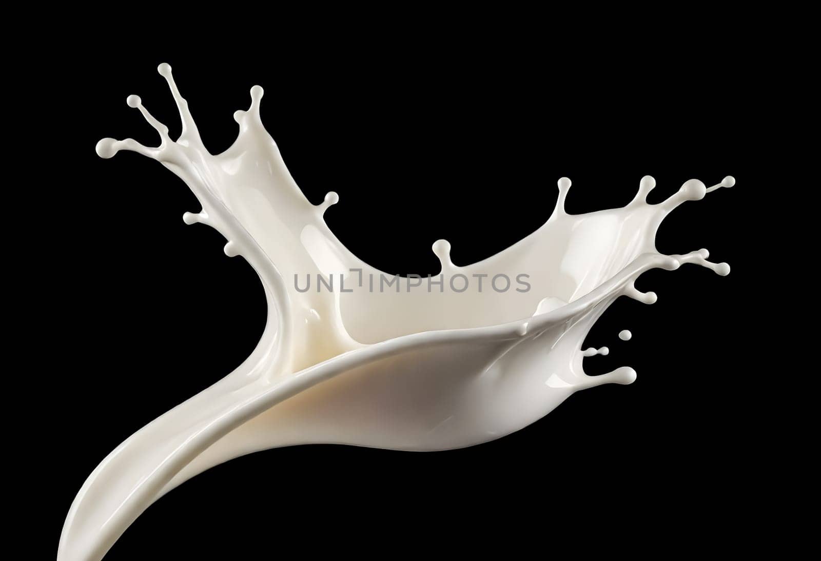 AI generated of a splash of white milk isolated
