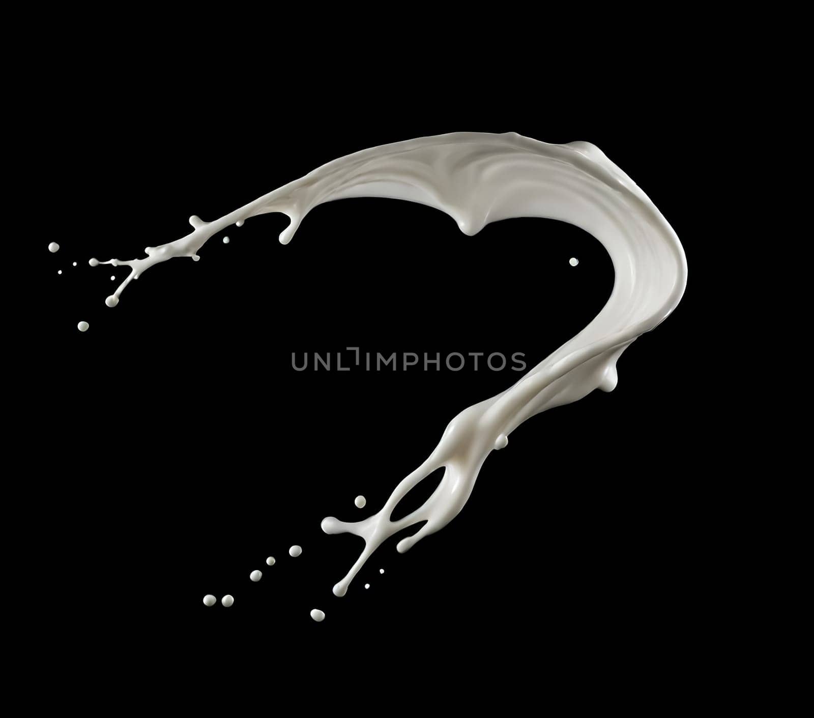 AI generated of a splash of white milk isolated
