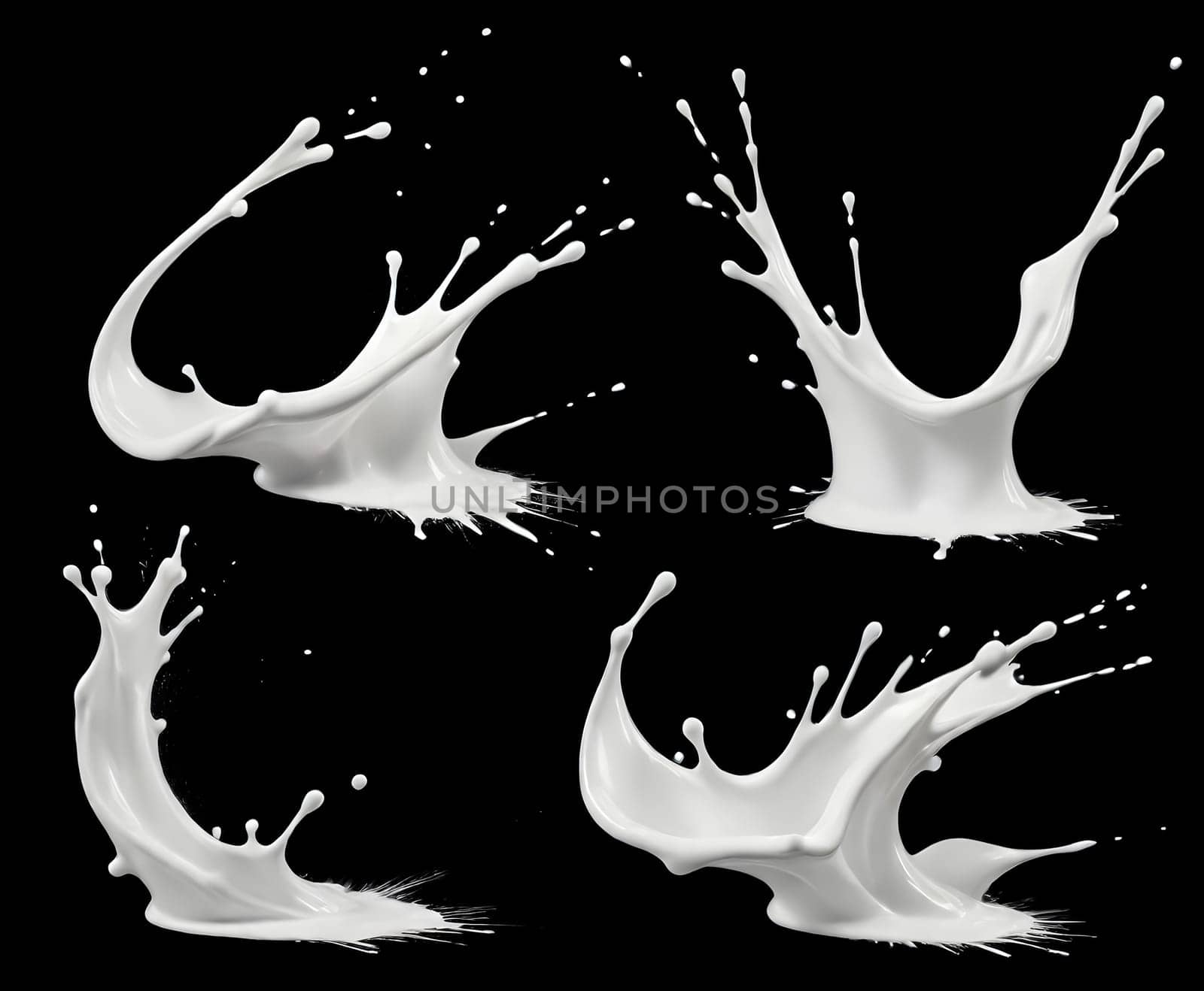 AI generated of a splash of white milk isolated