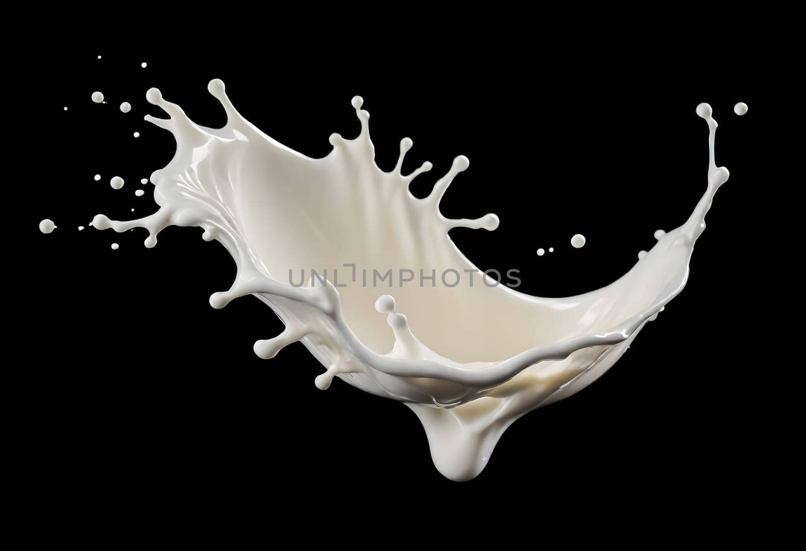 AI generated of a splash of white milk isolated