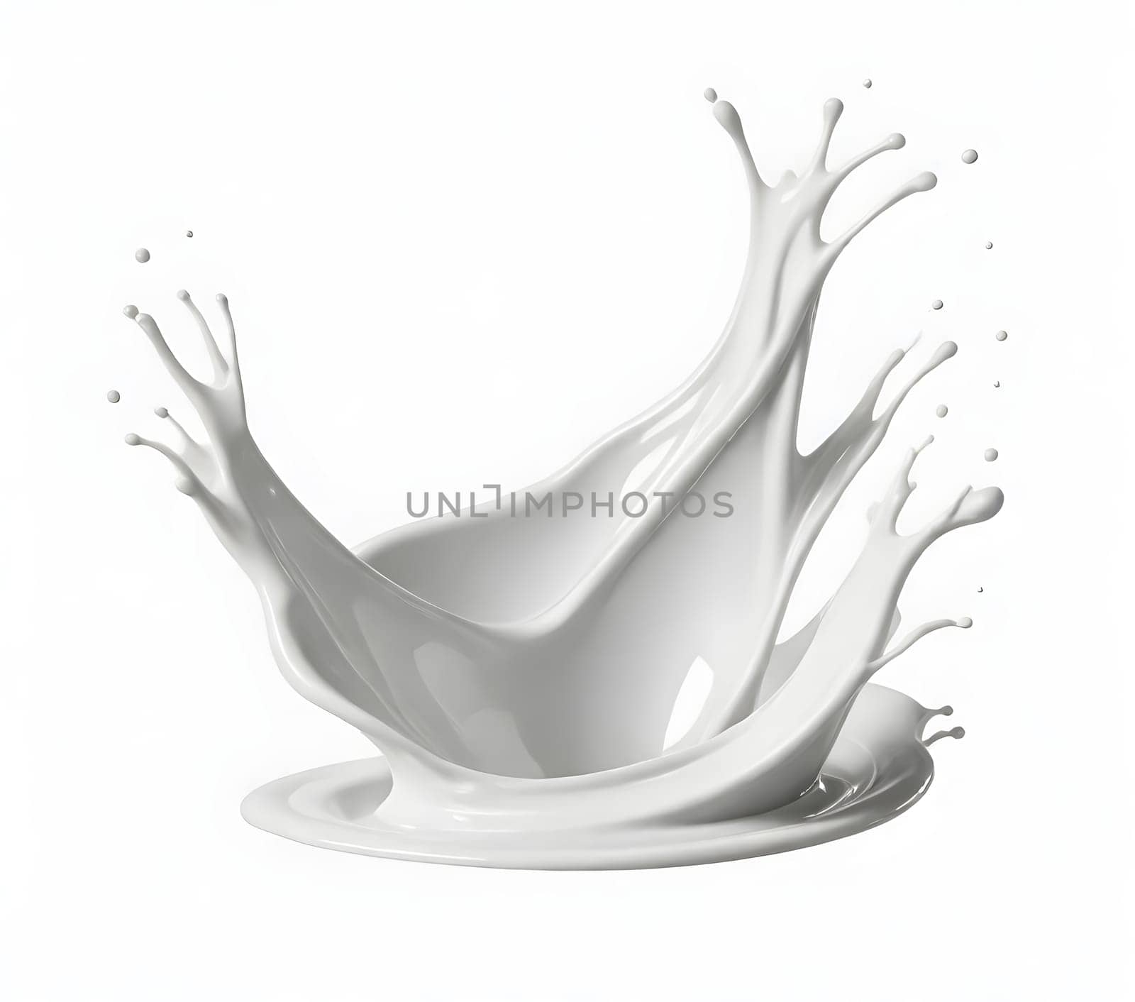 AI generated of a splash of white milk isolated