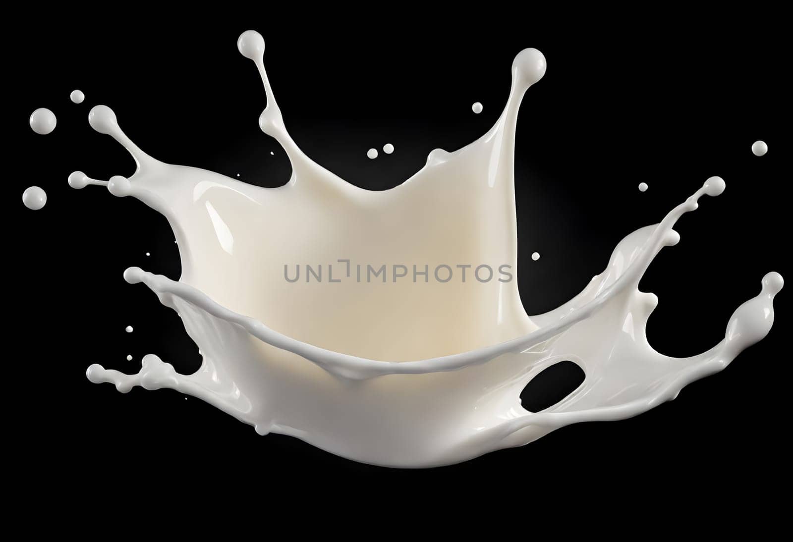 AI generated of a splash of white milk isolated