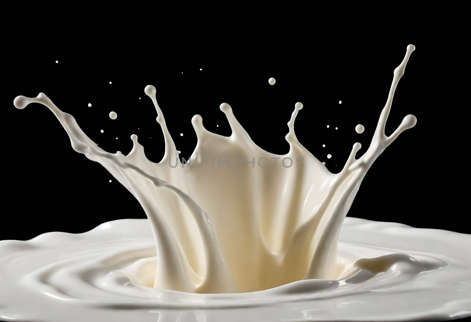 AI generated of a splash of white milk isolated