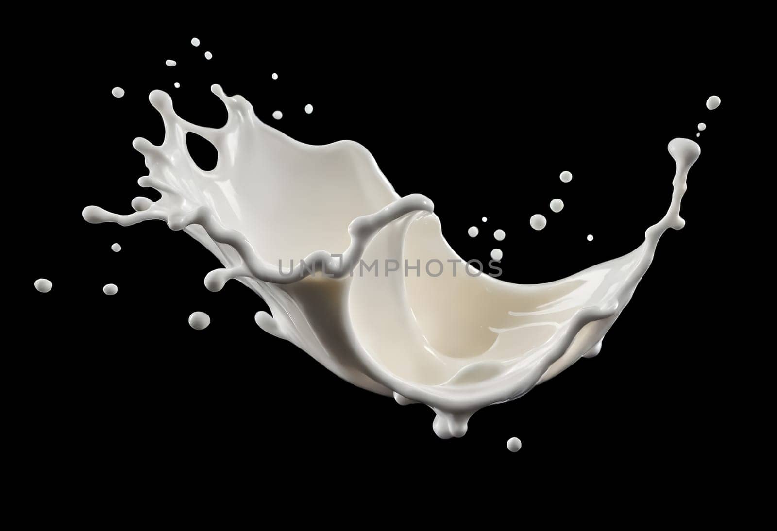 AI generated of a splash of white milk isolated
