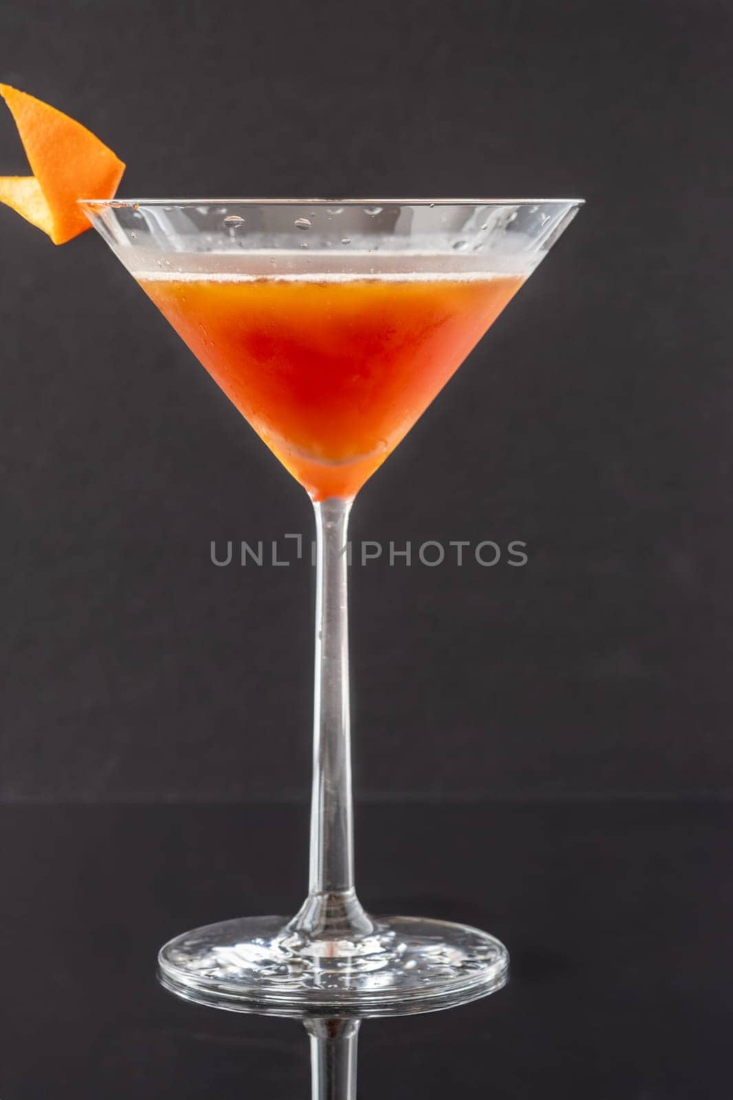 Elysee Treaty Cocktail garnished with orange zest
