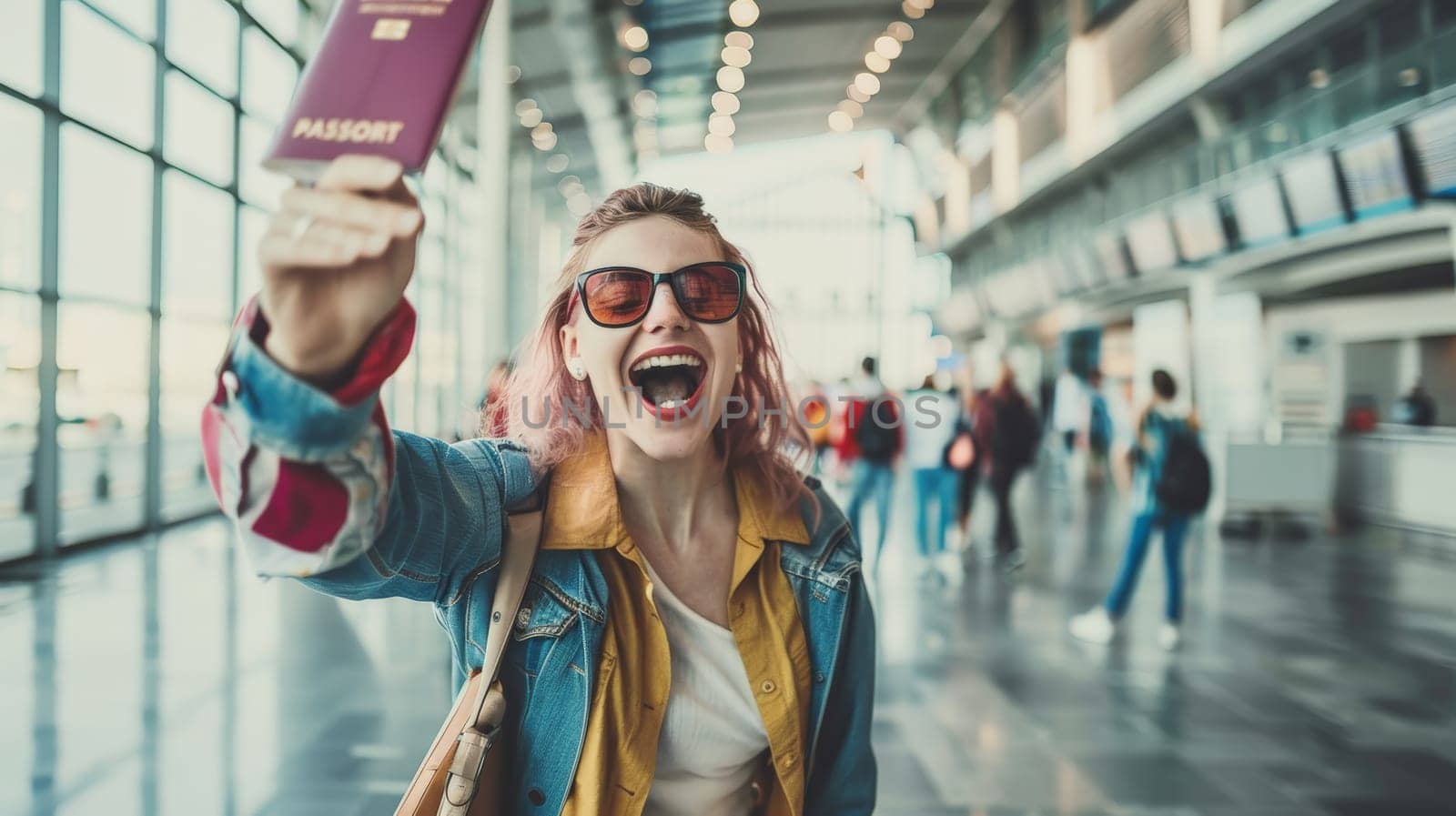 Capturing the essence of adventure and anticipation, this photo features an excited woman holding her passport at the airport, ready to embark on a new journey. With the promise of exploration in the air, her enthusiasm shines through, setting the tone for an unforgettable travel experience.