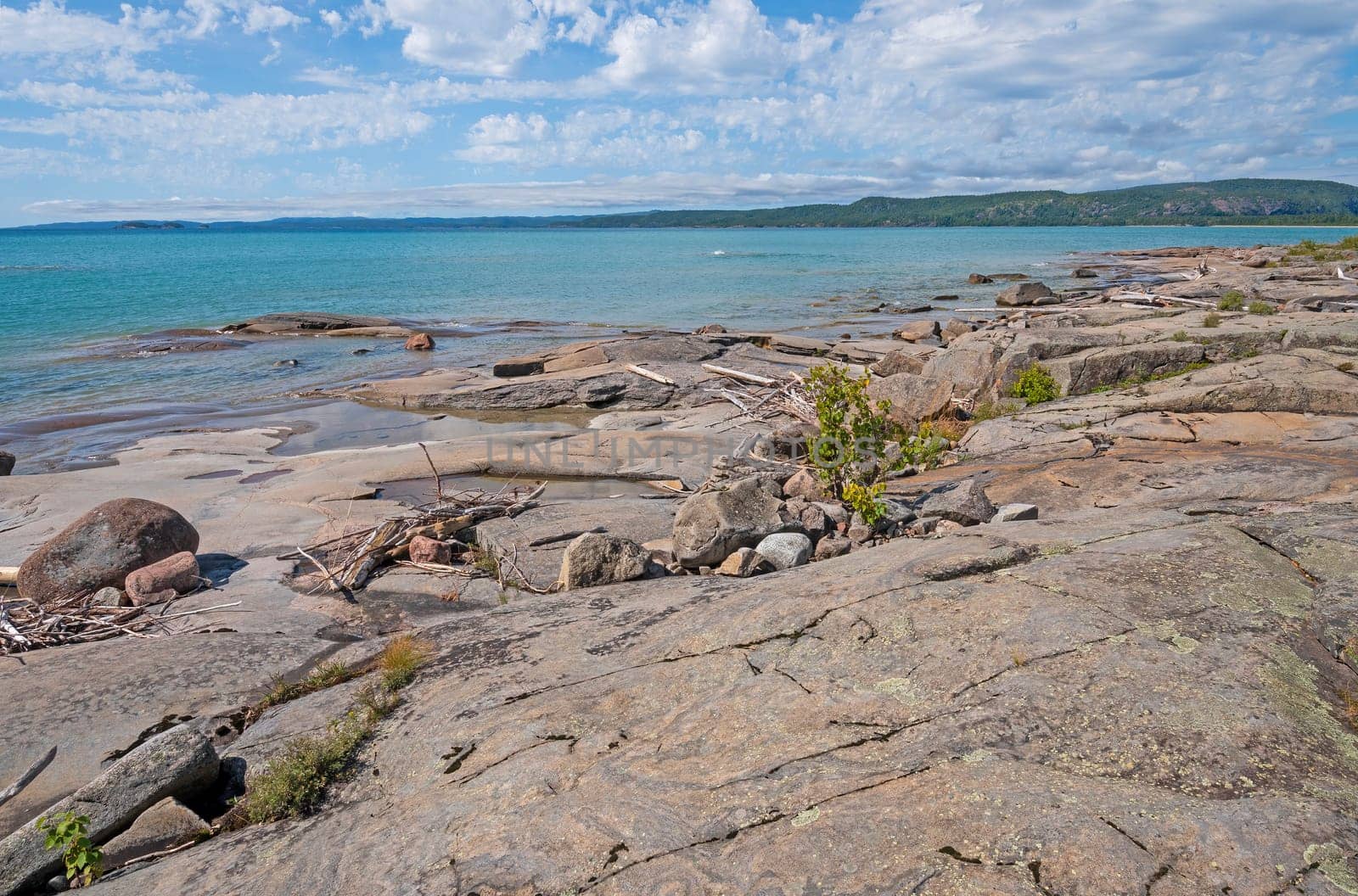 Remote Rocky Shore on the Great Lakes in Neys Provincial Park in Ontario