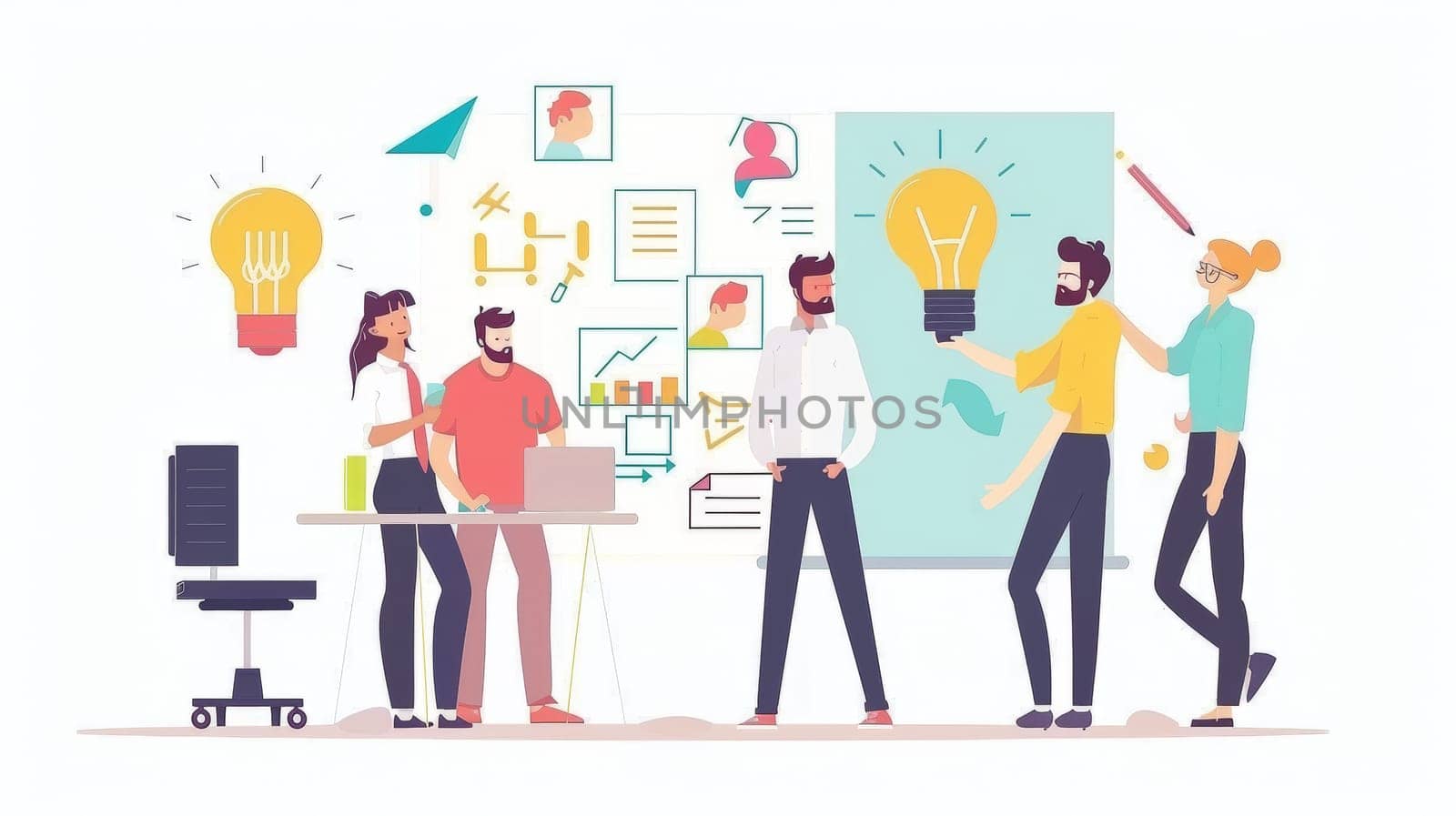 Witness the dynamic energy of a creative business team as they engage in brainstorming and ideation sessions, fueling innovation and fostering groundbreaking projects.