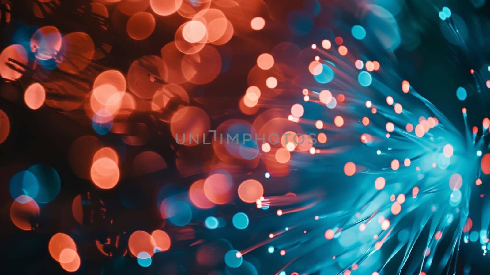 Delve into the mesmerizing world of fiber optics with this abstract close-up, where vibrant lights dance in a symphony of colors, evoking a sense of wonder and festivity. Explore the intersection of optical communication and holiday spirit.