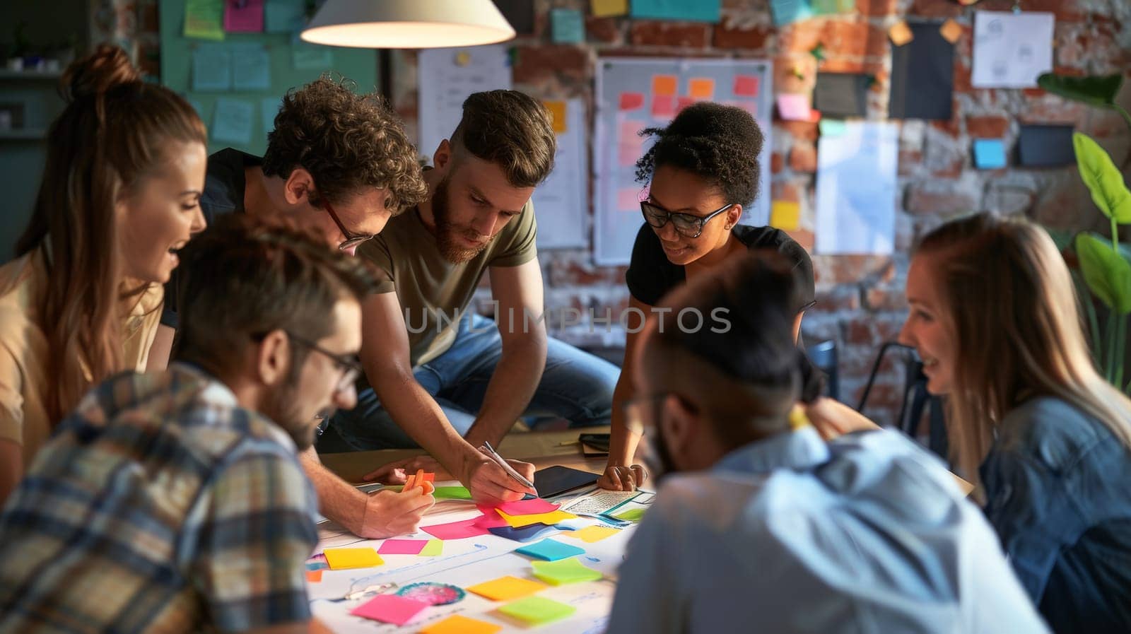 Witness the dynamic energy of a creative business team as they engage in brainstorming and ideation sessions, fueling innovation and fostering groundbreaking projects.