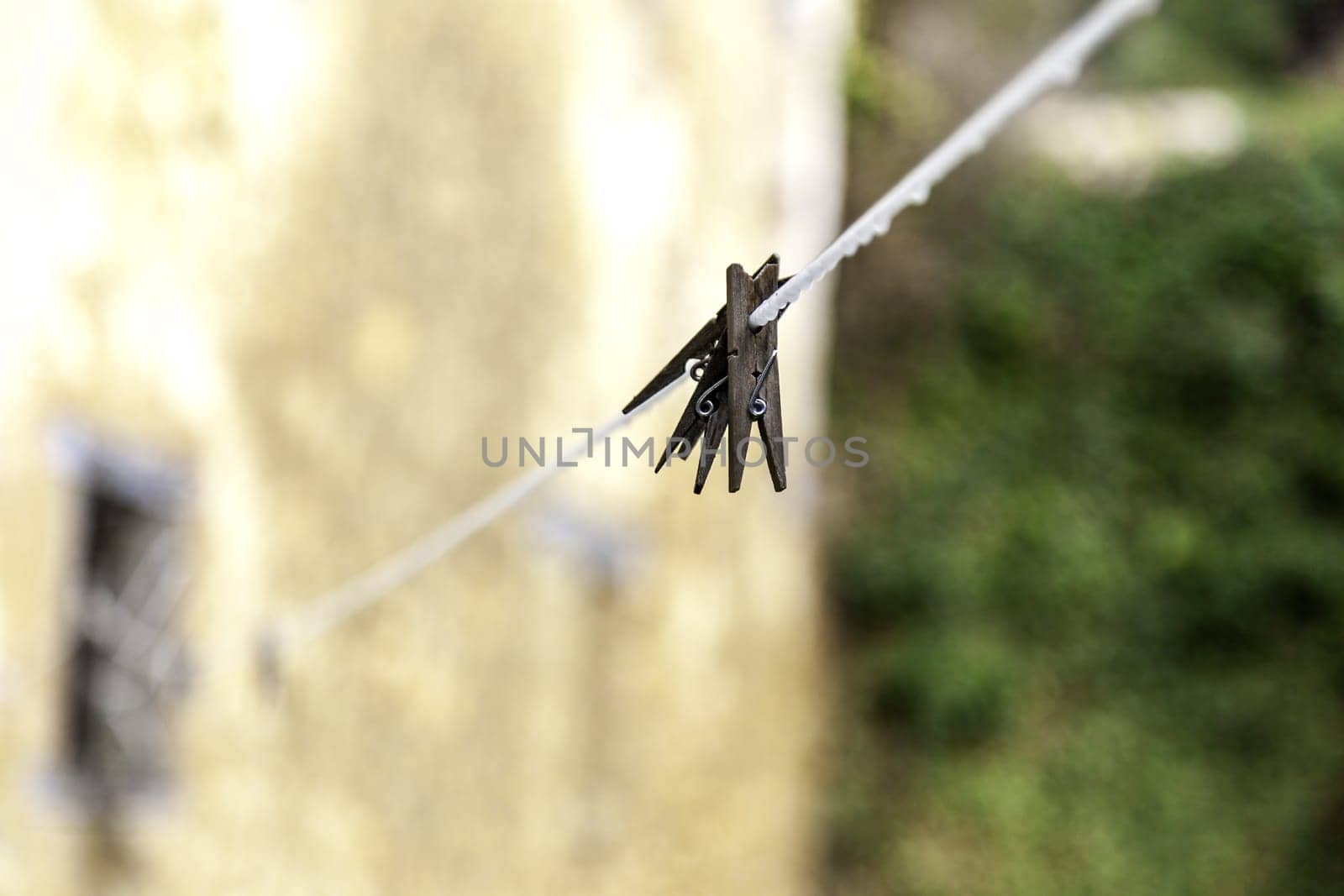 Detail of tools for hanging clothes, cleaning