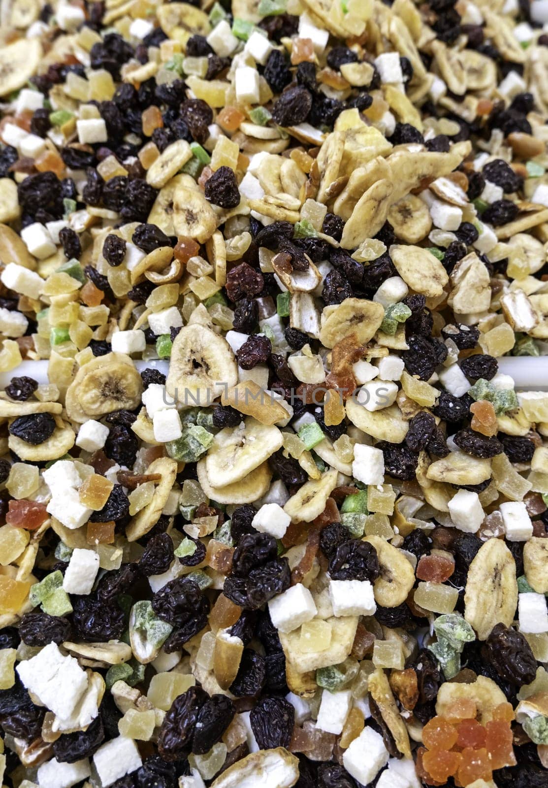 Detail of sugared dried fruits, food preservation