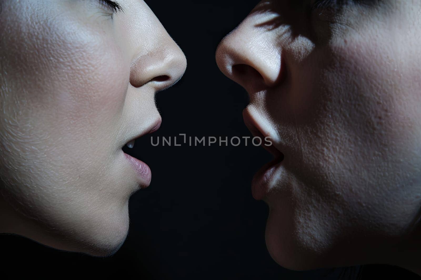 A couple of people standing close together, gazing into each others eyes with a mutual focus. Their body language suggests intimacy and connection, as they share a moment of eye contact.