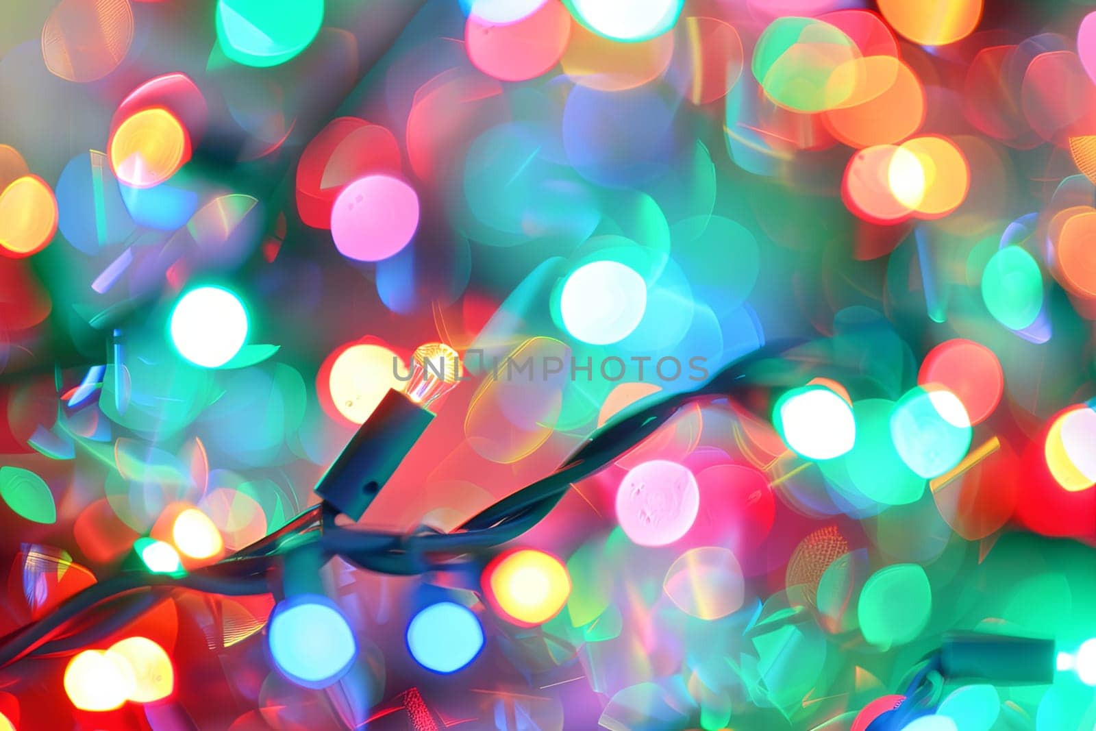 A close-up view of a string of lights, showcasing the intricate patterns and details of each individual bulb. The lights are shining brightly, creating a warm and inviting glow in the scene.