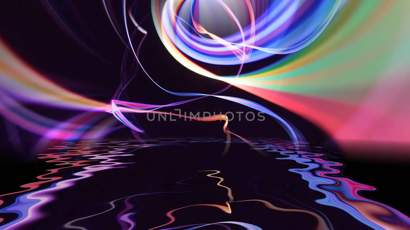 Colorful strings in motion against black background,Colorful strings in motion against black background