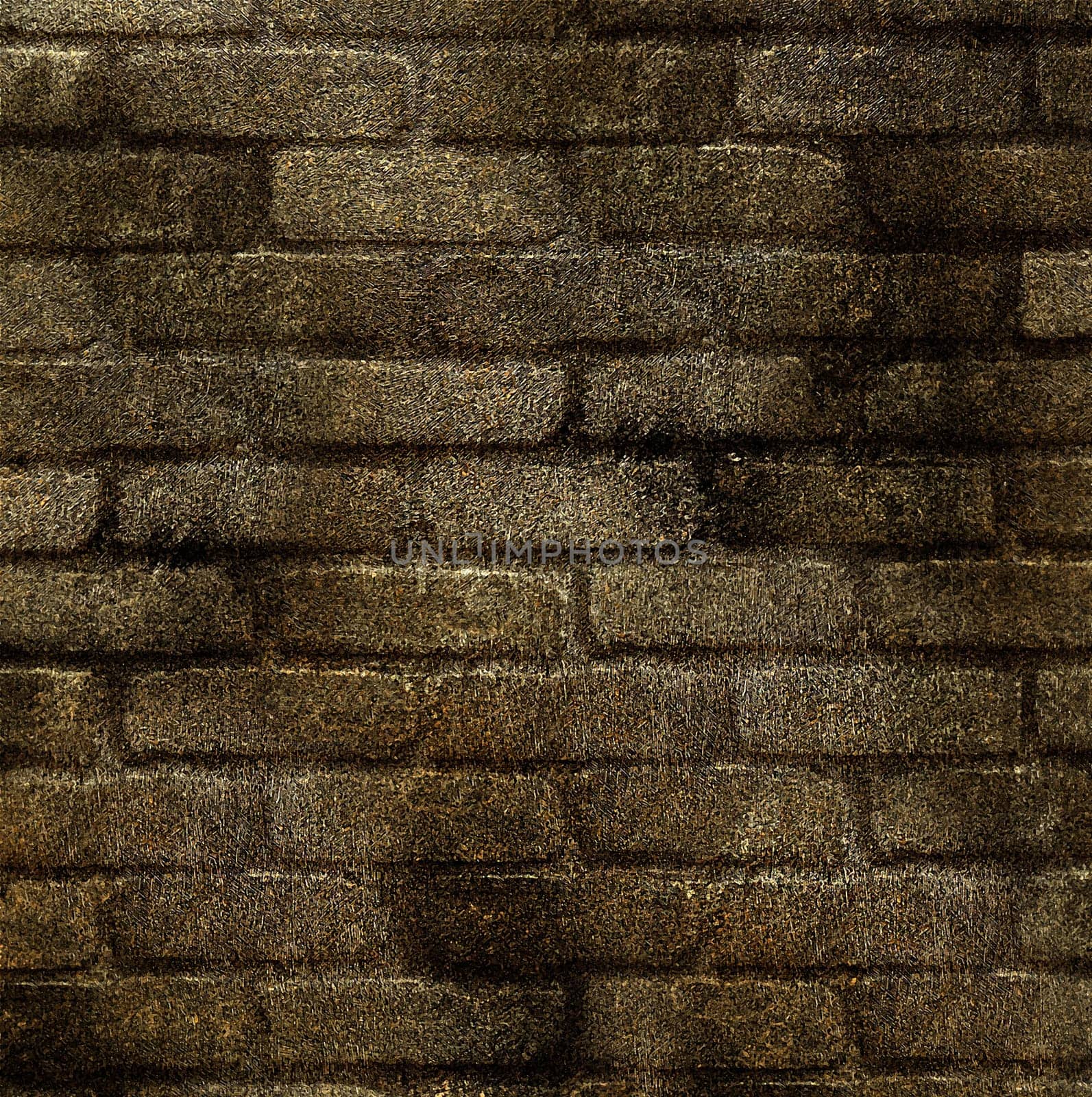 An old rough decorative brown brick wall with spots and scratches