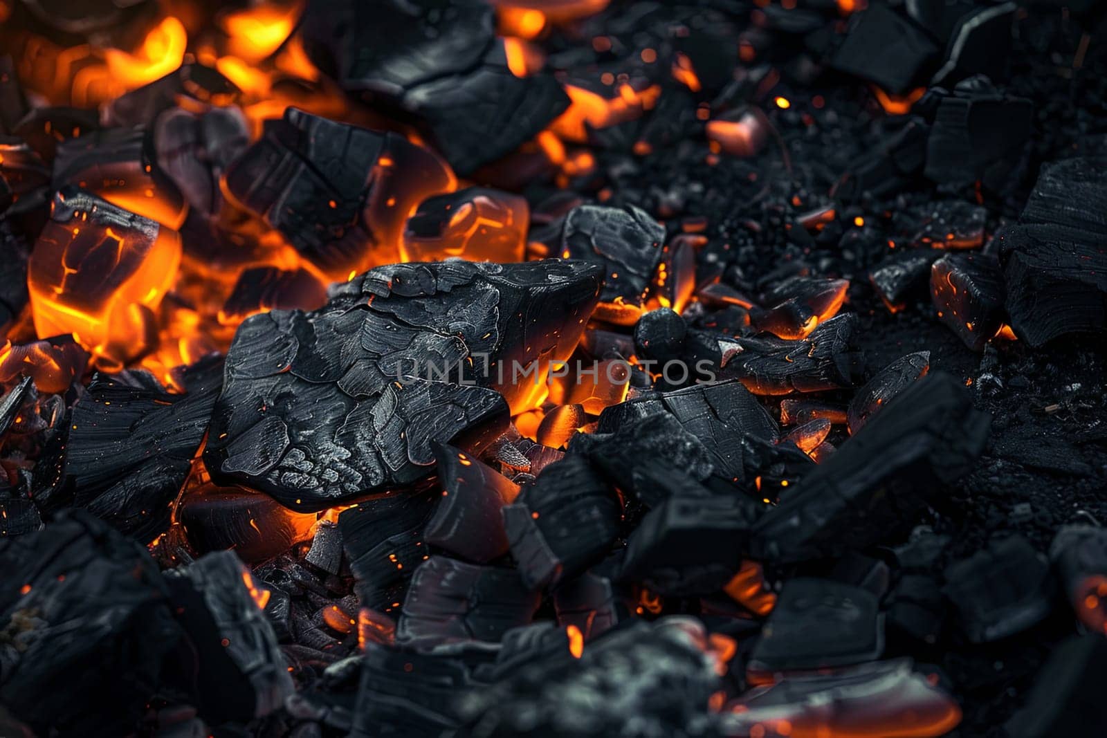 This close-up shot shows a large heap of coal, displaying its dark, dusty texture. The coal pieces are tightly packed together, showcasing the raw material used for energy production.