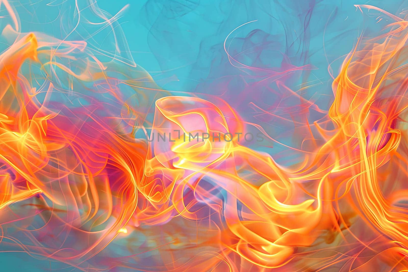 This abstract painting showcases vibrant orange and pink colors blending and swirling together. The brushstrokes create a dynamic and energetic composition, with the colors merging and overlapping in a harmonious yet striking way.