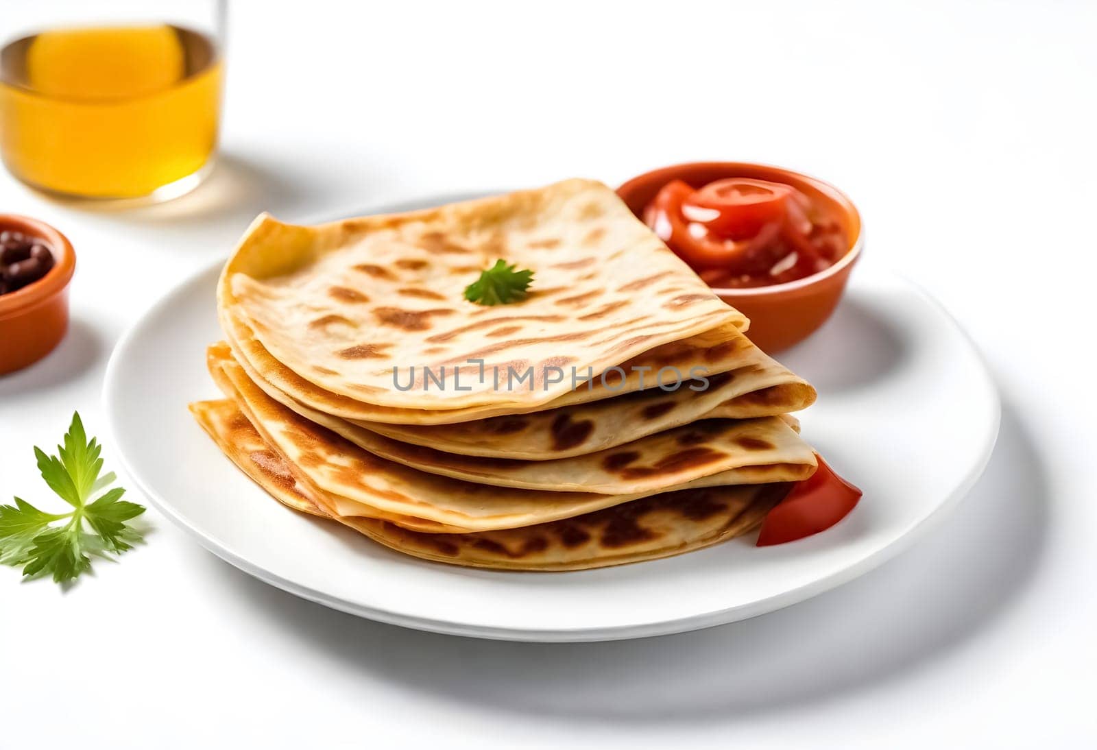 AI generated of a plate of quesadilals, a mexican cuisine, surrounded by the ingredients